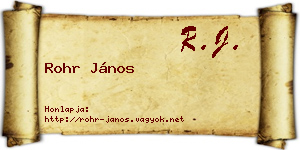 Rohr János névjegykártya